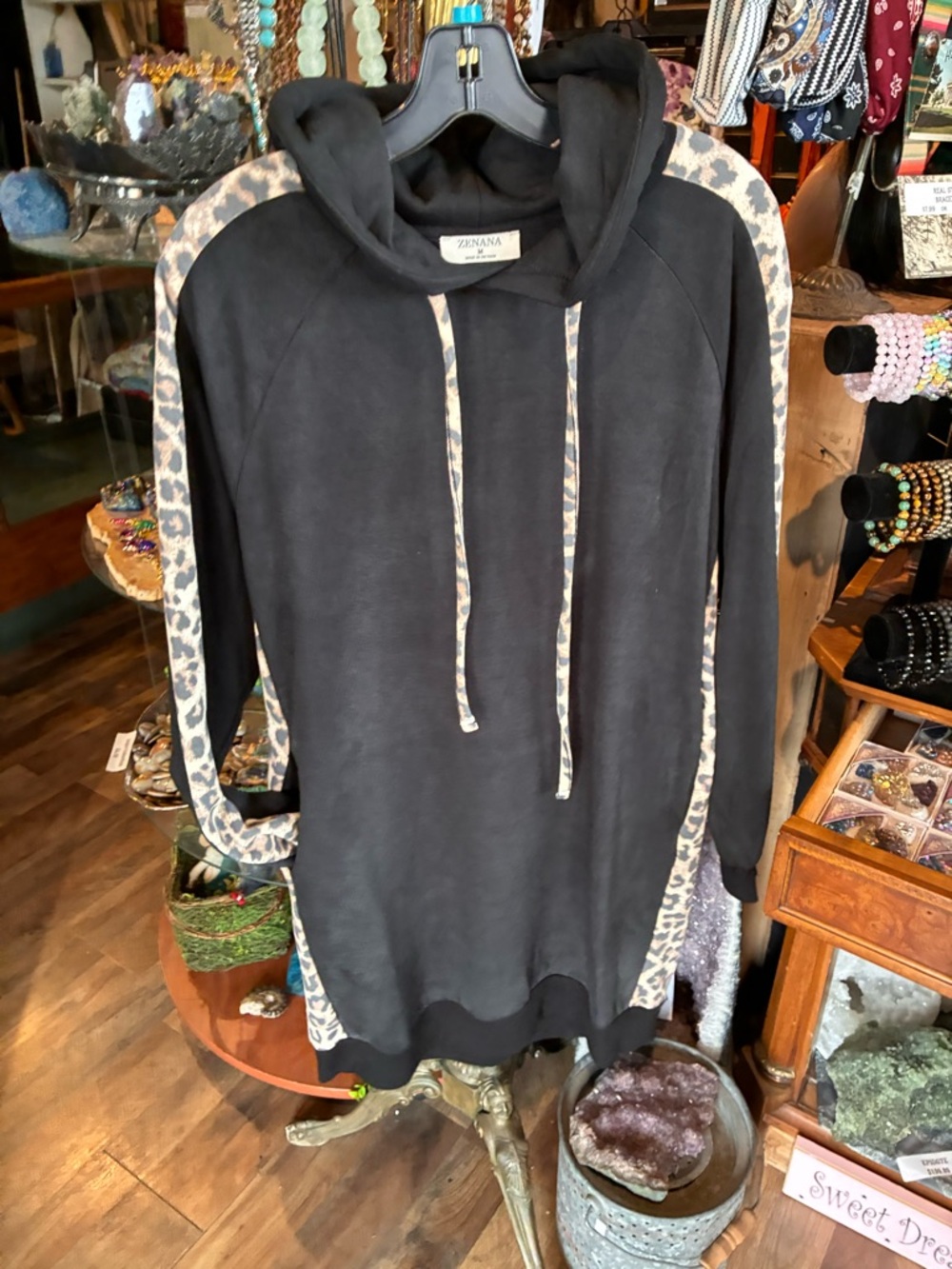 Zenana Outfitters Black Hoodie with Animal Print Accents - Picture 4 of 7